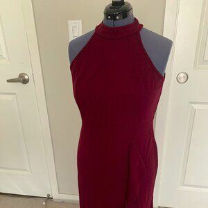 WOOSEA Women's High Neck Split Bodycon Dress